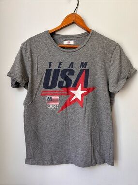 Team USA Olympic Shirt Gray Star Graphic Tee Men’s S
